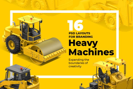 PSD Heavy Machines Mockup 360 PRO #05 - Tractor