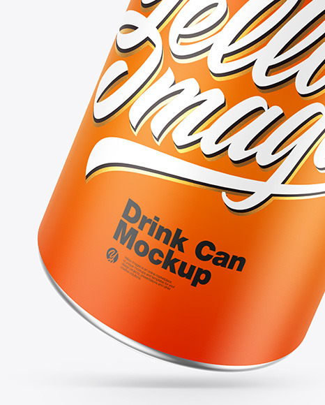 Metallic Drink Can w/ Matte Finish Mockup