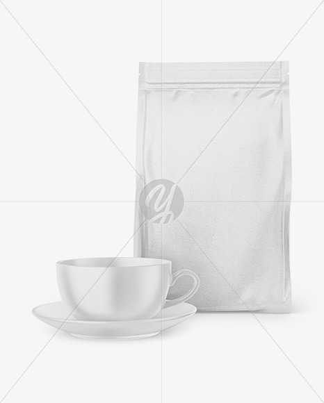 Kraft Stand-Up Bag with Coffee Mug Mockup