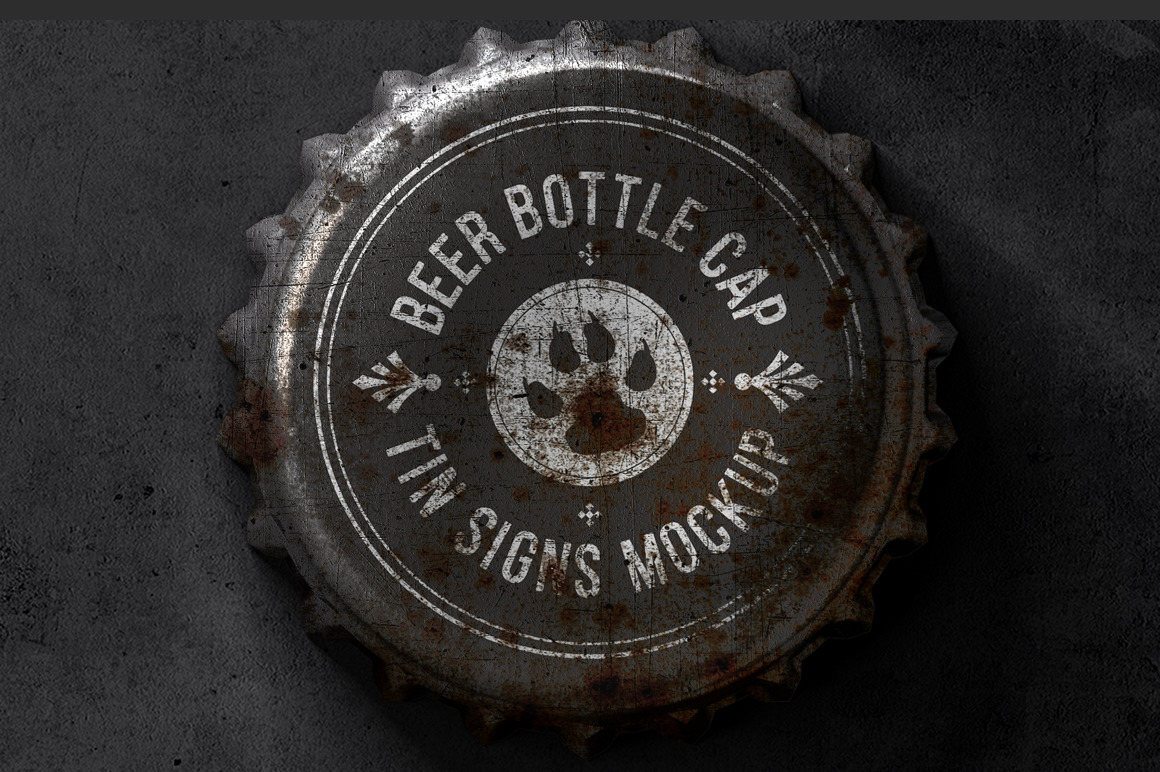 Bottle Cap Metal Tin Signs Mockup