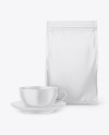 Matte Stand-Up Bag with Matte Coffee Mug Mockup