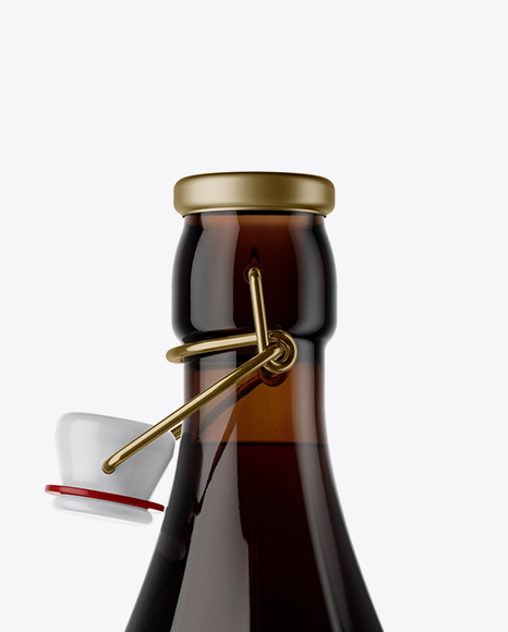 Amber Glass Bottle With Clamp Lid Mockup