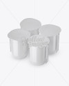 Glossy Plastic 4 Pack Juice Cup Mockup - Halfside View (High-Angle Shot)