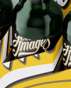 White Paper 6 Pack Green Bottle Carrier Mockup - Halfside View (High Angle)