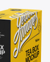 Tea Box W/ Sachets Mockup - Halfside View