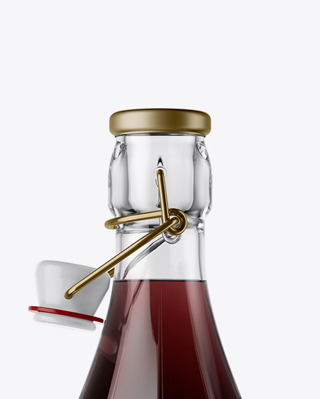 Clear Glass Wine Bottle With Clamp Lid Mockup