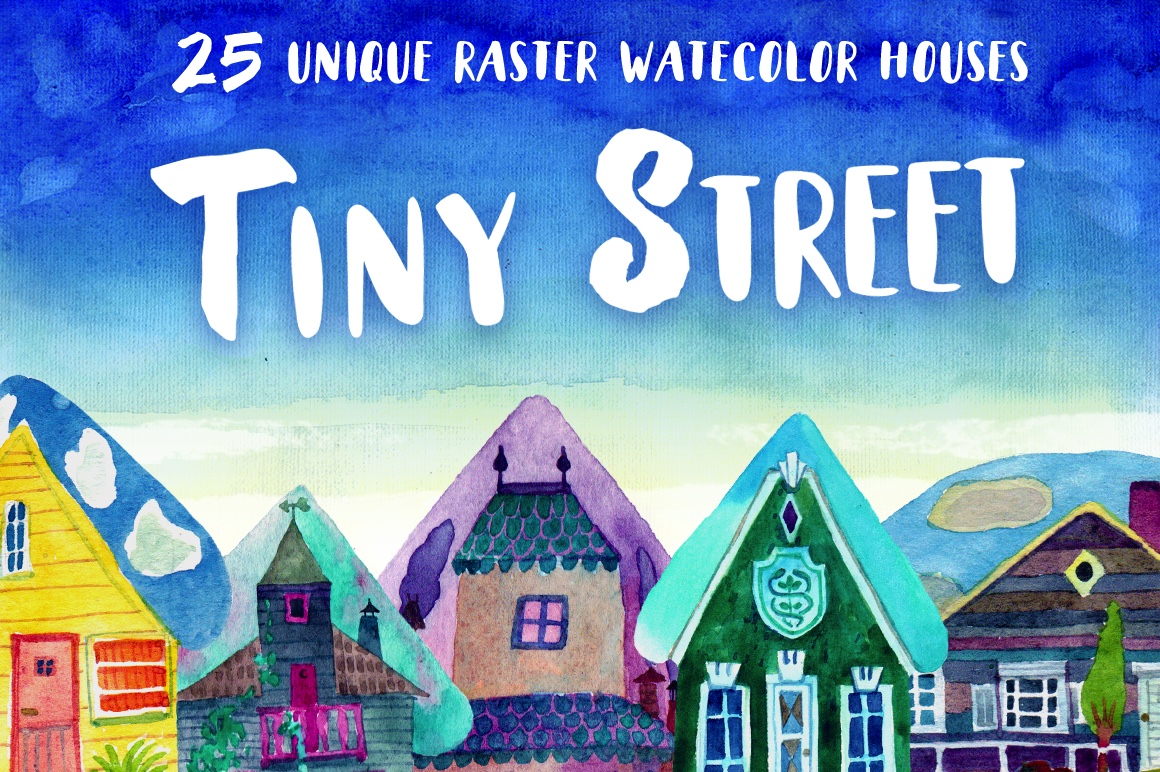 Tiny street illustrations set Tiny street illustrations set