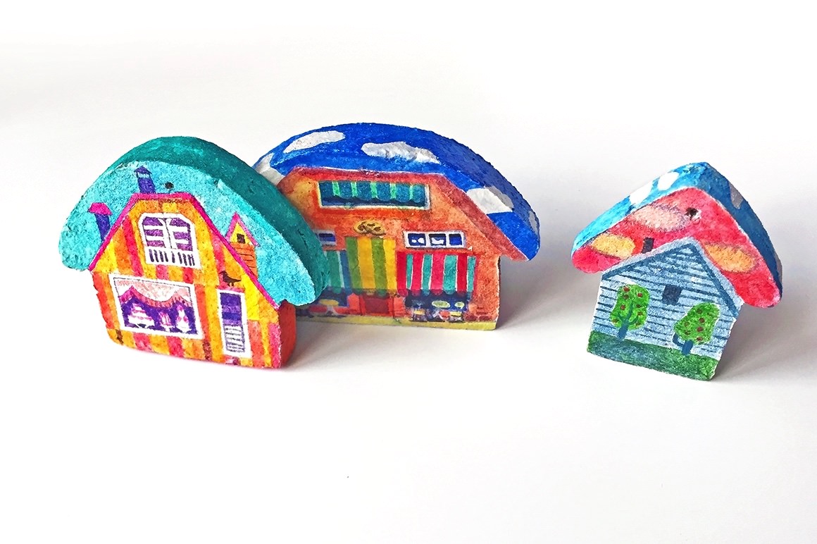 Tiny street illustrations set Tiny street illustrations set