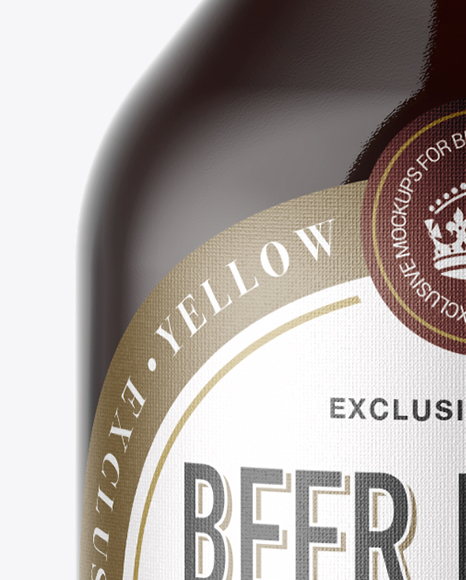 Amber Glass Bottle with Red Ale Mockup