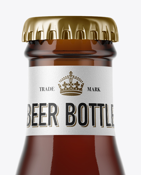 Amber Glass Bottle with Red Ale Mockup