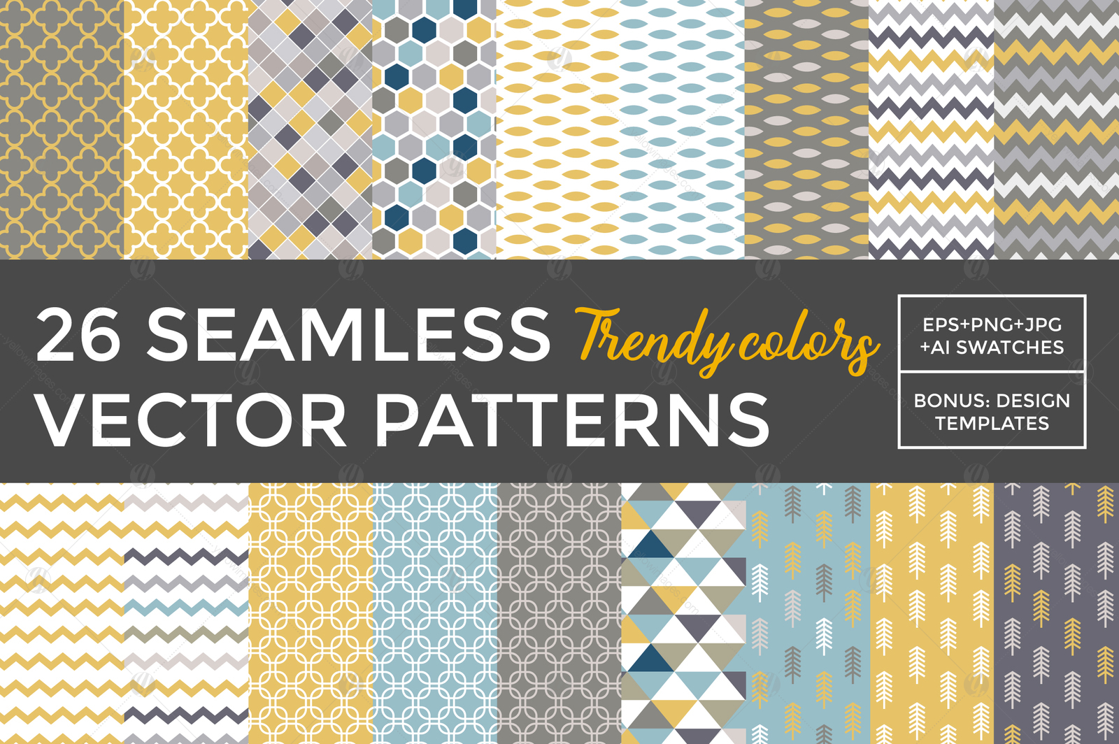 26 Vector Patterns in trendy colors