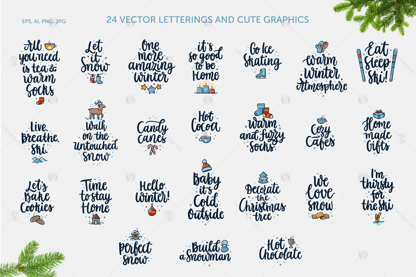 24 Winter Pleasures vector set