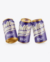 Three Metallic Drink Cans w/ Glossy Finish Mockup