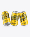 Three Metallic Drink Cans w/ Glossy Finish Mockup