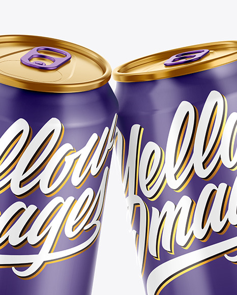 Three Metallic Drink Cans w/ Glossy Finish Mockup