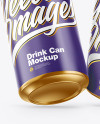 Three Metallic Drink Cans w/ Glossy Finish Mockup