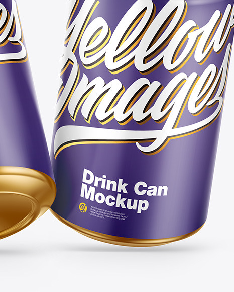 Three Metallic Drink Cans w/ Glossy Finish Mockup