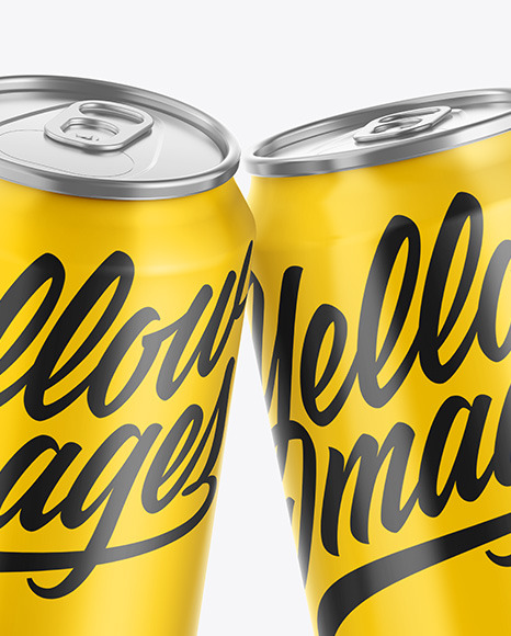 Three Metallic Drink Cans w/ Glossy Finish Mockup