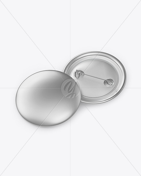 Two Metallic Button Pins Mockup