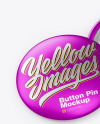 Two Metallic Button Pins Mockup