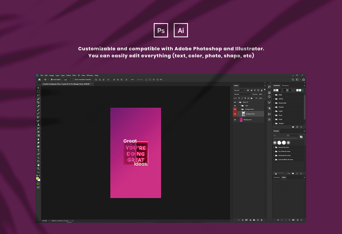 Neon Creative Instagram Ads Post & Story Template Neon Creative Instagram Ads Post & Story Template