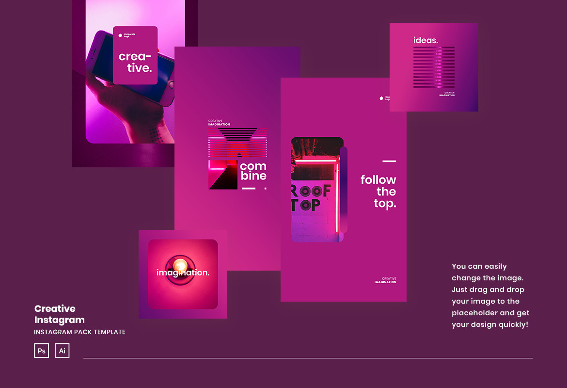 Neon Creative Instagram Ads Post &amp; Story Template