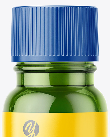 Small Green Glass Bottle With Plastic Cap Mockup - Front View