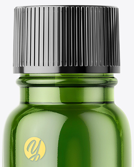 Small Green Glass Bottle With Plastic Cap Mockup - Front View