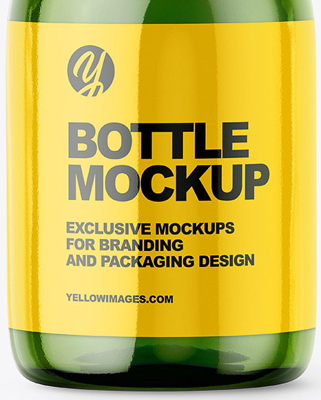 Small Green Glass Bottle With Plastic Cap Mockup - Front View