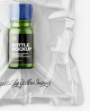 Vacuum Flow-Pack With Small Green Glass Bottle Mockup - Top View