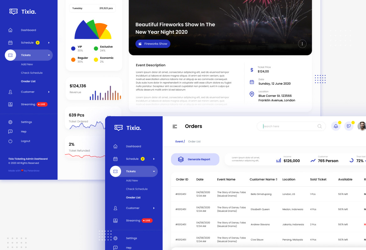 Tixia - Ticketing Admin Dashboard User Interface Tixia - Ticketing Admin Dashboard User Interface