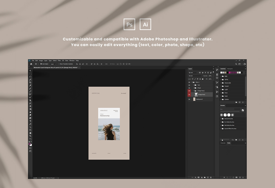 Minimalist Coach Instagram Ads Post and Story Minimalist Coach Instagram Ads Post and Story