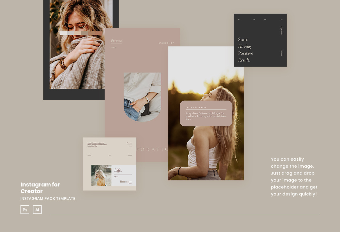 Minimalist Instagram Creator Post and Story Template