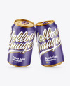 Two Metallic Drink Cans w/ Glossy Finish Mockup