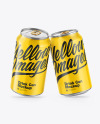 Two Metallic Drink Cans w/ Glossy Finish Mockup