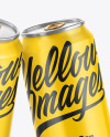 Two Metallic Drink Cans w/ Glossy Finish Mockup