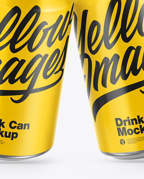Two Metallic Drink Cans w/ Glossy Finish Mockup