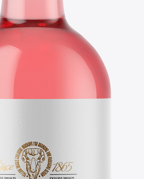 Clear Glass Pink Wine Bottle Mockup