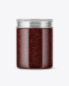 Clear Glass Jar w/Raspberry Jam Mockup