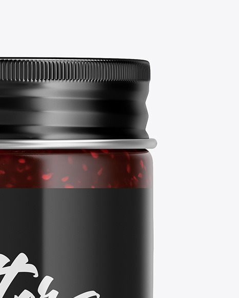 Clear Glass Jar w/Raspberry Jam Mockup