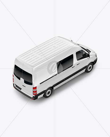 Van Mockup - Half Side View (High-Angle Shot)