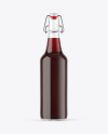 Clear Glass Bottle with Red Ale Mockup