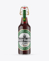 Clear Glass Bottle with Red Ale Mockup