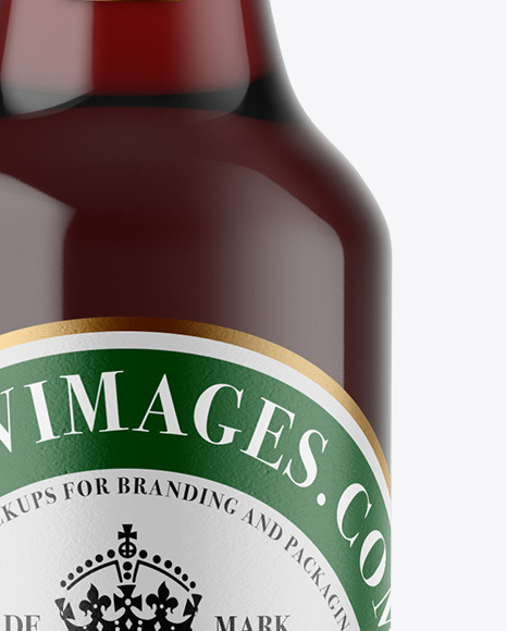 Clear Glass Bottle with Red Ale Mockup