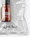 Vacuum Flow-Pack With Small Amber Glass Bottle Mockup - Top View