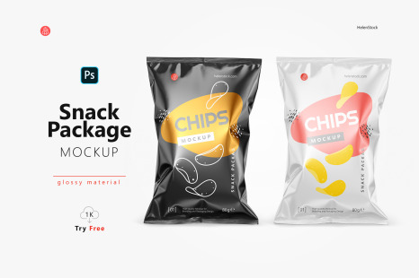 Glossy Snack Package Mockup - Front - Realistic mockup