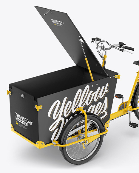 Cargo Bike w/ Opened Trunk Mockup - Half Side View Cargo Bike w/ Opened Trunk Mockup - Half Side View