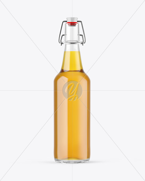 Clear Glass Lager Beer Bottle Mockup