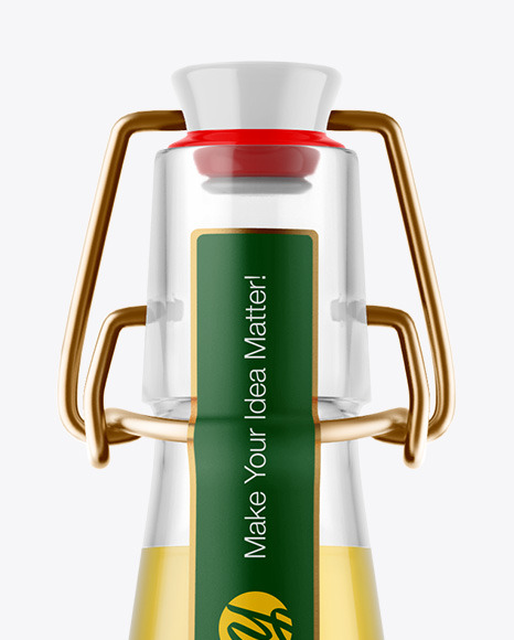 Clear Glass Lager Beer Bottle Mockup