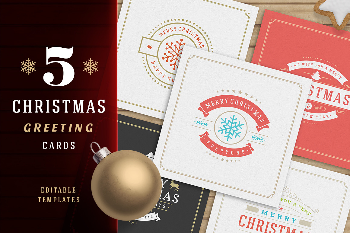 5 Christmas Greeting Cards 5 Christmas Greeting Cards